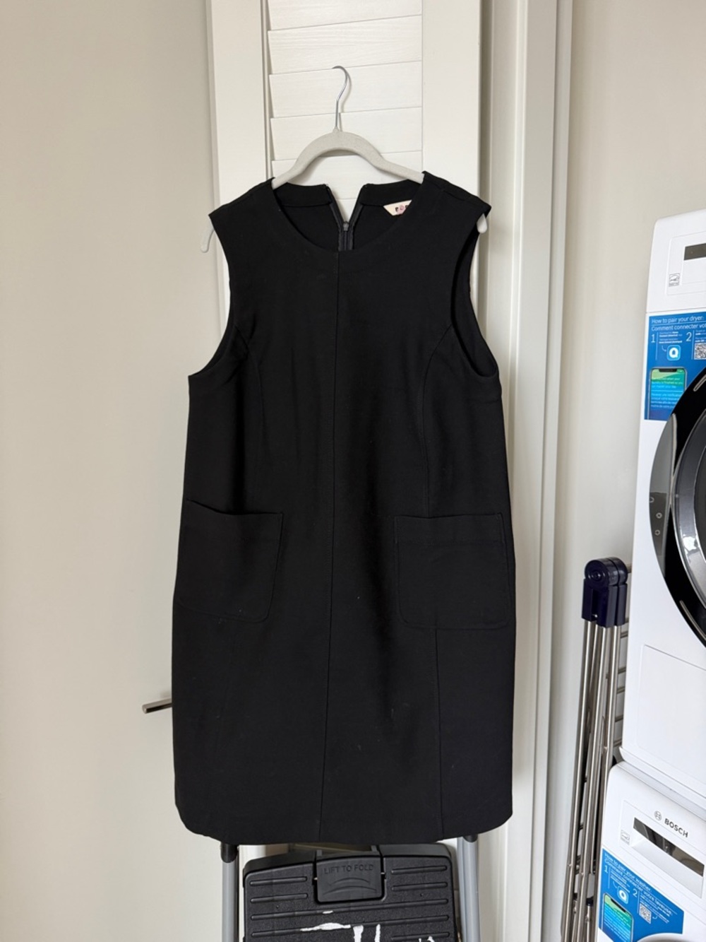 Boden Black Sleeveless Shift Dress, wool blend / size 10